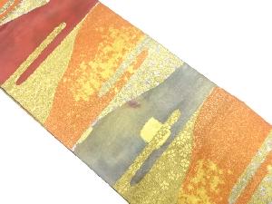 引箔ヱ霞に紅葉・花模様織出し袋帯